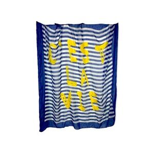 C’EST LA VIE Navy Blue Stripe & Yellow Scarf